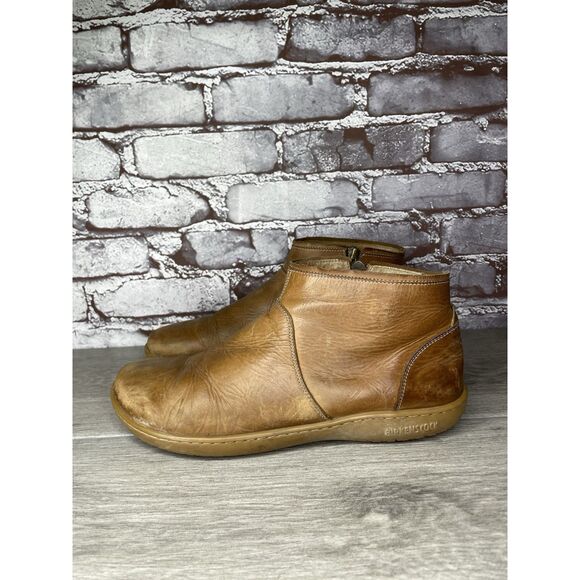 Birkenstock Boots Brown Leather Ankle Zip Comfort Walking Shoes Women Sz 40EU/9M - Picture 1 of 16
